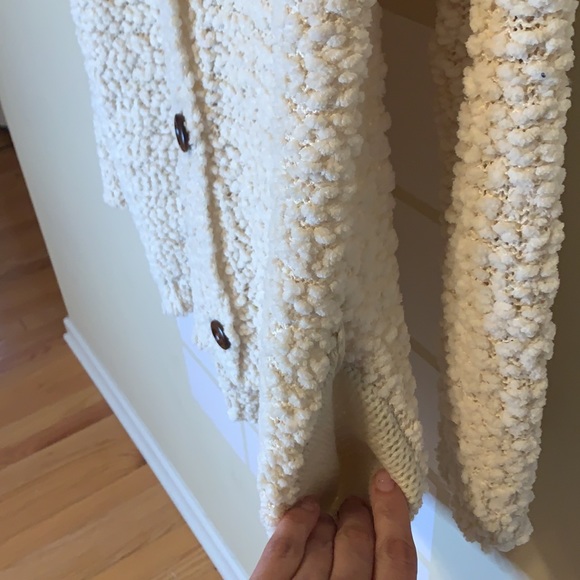 Listicle Chunky Fuzzy Popcorn Knit Button Front Long Lined Cardigan Hoodie Sz ML - Picture 5 of 7